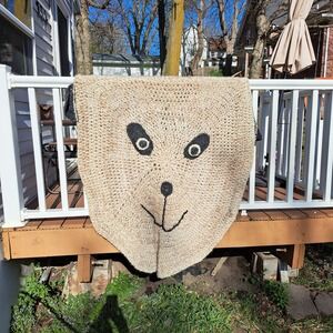 Handmade Crochet Panda Bear Throw Blanket Chunky Knit Beige Black Animal Nursery